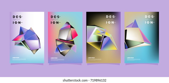 Abstract colorful geometric cover and poster template. Set of typography layout design composition for event and publication.