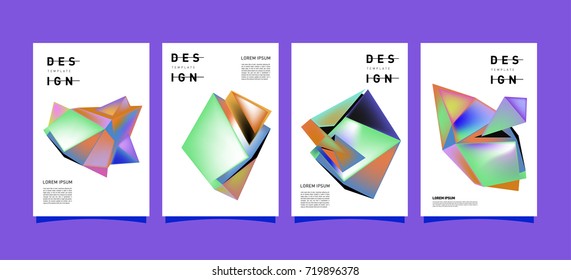 Abstract colorful geometric cover and poster template. Set of typography layout design composition for event and publication.