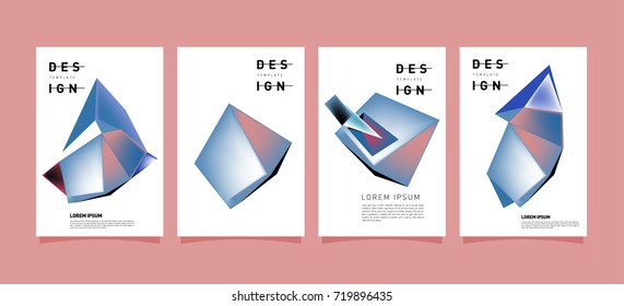 Abstract colorful geometric cover and poster template. Set of typography layout design composition for event and publication.