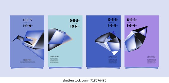 Abstract colorful geometric cover and poster template. Set of typography layout design composition for event and publication.