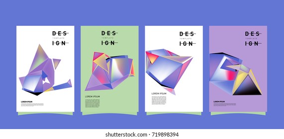 Abstract colorful geometric cover and poster template. Set of typography layout design composition for event and publication.