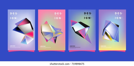 Abstract colorful geometric cover and poster template. Set of typography layout design composition for event and publication.