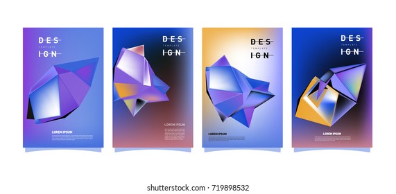 Abstract colorful geometric cover and poster template. Set of typography layout design composition for event and publication.
