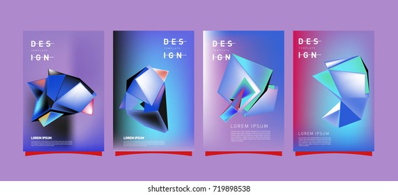 Abstract colorful geometric cover and poster template. Set of typography layout design composition for event and publication.