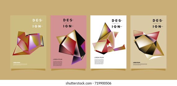 Abstract colorful geometric cover and poster template. Set of typography layout design composition for event and publication.