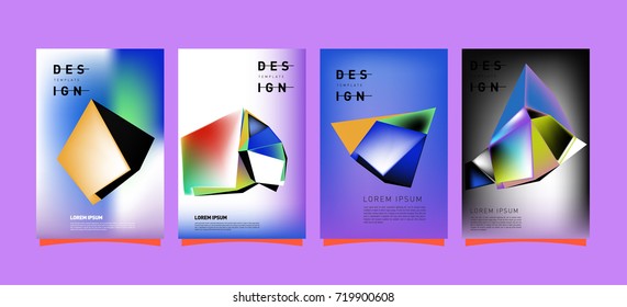 Abstract colorful geometric cover and poster template. Set of typography layout design composition for event and publication.