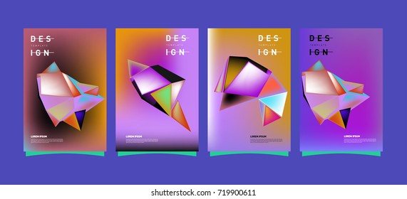 Abstract colorful geometric cover and poster template. Set of typography layout design composition for event and publication.
