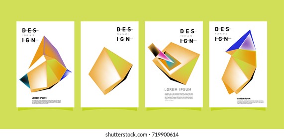 Abstract colorful geometric cover and poster template. Set of typography layout design composition for event and publication.