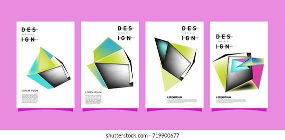 Abstract colorful geometric cover and poster template. Set of typography layout design composition for event and publication.