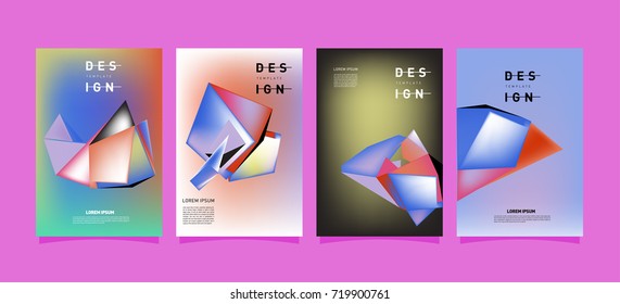 Abstract colorful geometric cover and poster template. Set of typography layout design composition for event and publication.