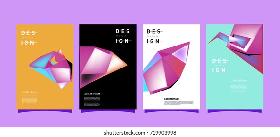 Abstract colorful geometric cover and poster template. Set of typography layout design composition for event and publication.