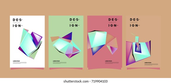 Abstract colorful geometric cover and poster template. Set of typography layout design composition for event and publication.