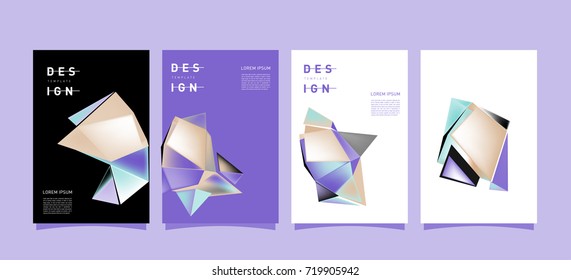 Abstract colorful geometric cover and poster template. Set of typography layout design composition for event and publication.