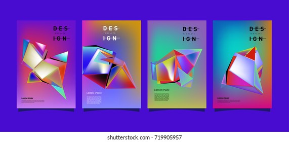 Abstract colorful geometric cover and poster template. Set of typography layout design composition for event and publication.