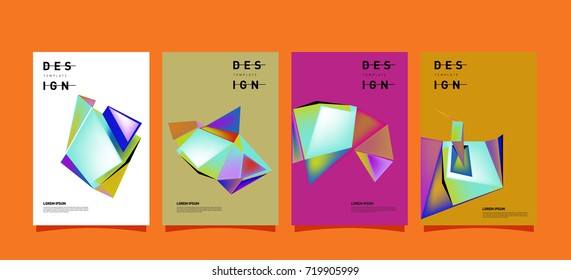 Abstract colorful geometric cover and poster template. Set of typography layout design composition for event and publication.