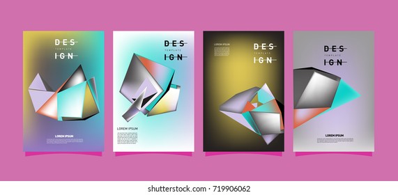 Abstract colorful geometric cover and poster template. Set of typography layout design composition for event and publication.
