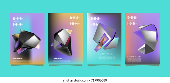 Abstract colorful geometric cover and poster template. Set of typography layout design composition for event and publication.