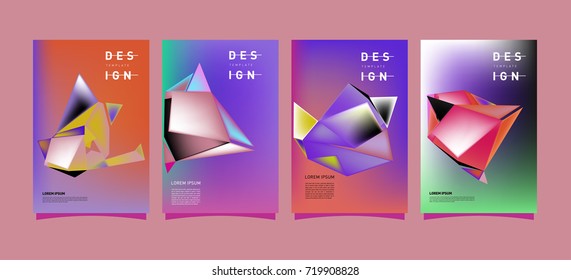 Abstract colorful geometric cover and poster template. Set of typography layout design composition for event and publication.