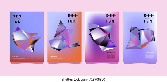 Abstract colorful geometric cover and poster template. Set of typography layout design composition for event and publication.