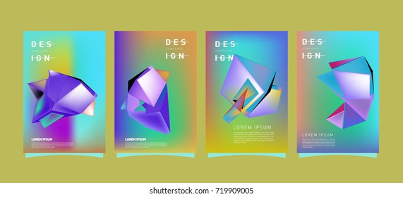 Abstract colorful geometric cover and poster template. Set of typography layout design composition for event and publication.