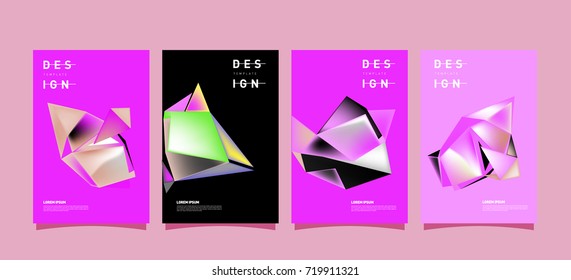 Abstract colorful geometric cover and poster template. Set of typography layout design composition for event and publication.