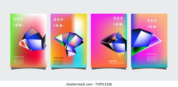 Abstract colorful geometric cover and poster template. Set of typography layout design composition for event and publication.