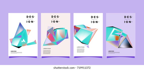 Abstract colorful geometric cover and poster template. Set of typography layout design composition for event and publication.