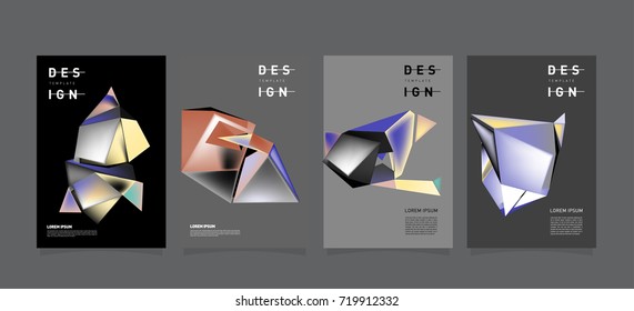 Abstract colorful geometric cover and poster template. Set of typography layout design composition for event and publication.