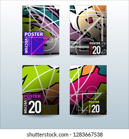 Abstract Colorful Geometric and Curvy pattern background Vector illustration. Set of Abstract background for Cover, Poster, and print in Eps 10