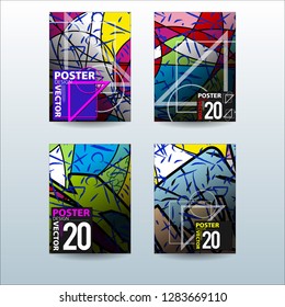 Abstract Colorful Geometric and Curvy pattern background Vector illustration. Set of Abstract background for Cover, Poster, and print in Eps 10