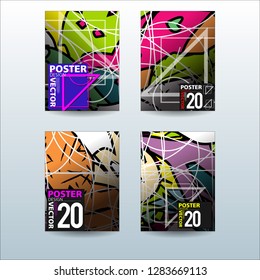 Abstract Colorful Geometric and Curvy pattern background Vector illustration. Set of Abstract background for Cover, Poster, and print in Eps 10