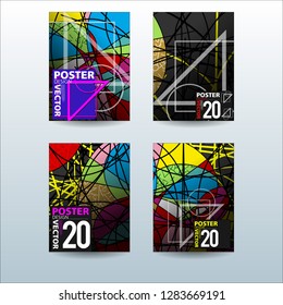 Abstract Colorful Geometric and Curvy pattern background Vector illustration. Set of Abstract background for Cover, Poster, and print in Eps 10
