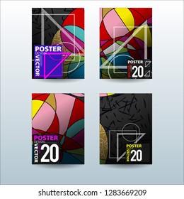 Abstract Colorful Geometric and Curvy pattern background Vector illustration. Set of Abstract background for Cover, Poster, and print in Eps 10