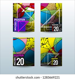 Abstract Colorful Geometric and Curvy pattern background Vector illustration. Set of Abstract background for Cover, Poster, and print in Eps 10