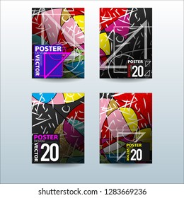 Abstract Colorful Geometric and Curvy pattern background Vector illustration. Set of Abstract background for Cover, Poster, and print in Eps 10