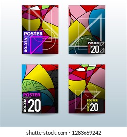 Abstract Colorful Geometric and Curvy pattern background Vector illustration. Set of Abstract background for Cover, Poster, and print in Eps 10