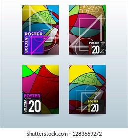 Abstract Colorful Geometric and Curvy pattern background Vector illustration. Set of Abstract background for Cover, Poster, and print in Eps 10