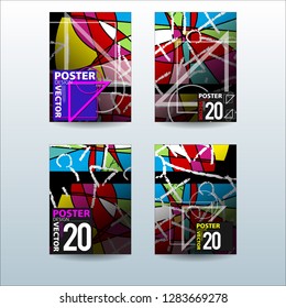 Abstract Colorful Geometric and Curvy pattern background Vector illustration. Set of Abstract background for Cover, Poster, and print in Eps 10