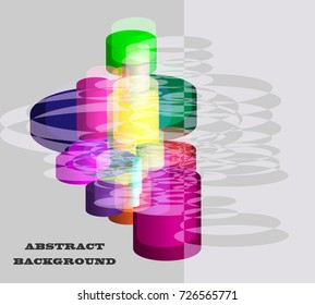 Abstract colorful geometric cylinder element creative design concept on blue background and sample text,Vector illustration.