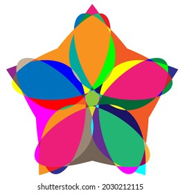 Abstract colorful geometric design element. Mosaic colored tangled icon, shape set. Abstract motif, mandala