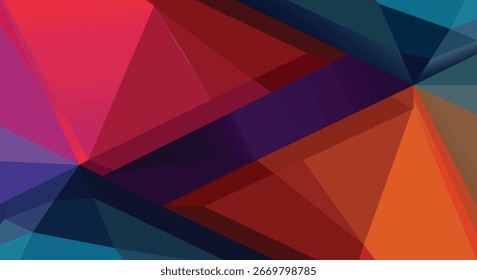 Design geométrico colorido abstrato com triângulos, uma ilustração vetorial vibrante