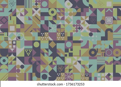 Abstract colorful geometric figures background. Flat minimal style. Template for your design, wallpaper, banner, poster, flyer.