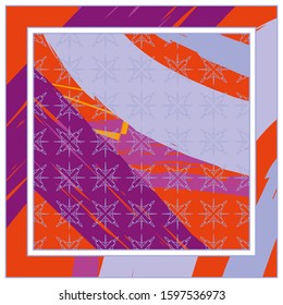 Abstract colorful geometric, grunge background. Contemporary modern art for silk scarf, hijab shawl design. Digital brushstrokes, painted texture for textile fabric, paper print. Fashion illustration