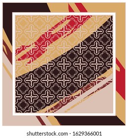 Abstract colorful geometric, grunge background. Contemporary modern art for silk scarf, hijab shawl design. Digital brushstrokes, painted texture for textile fabric, paper print. Fashion illustration