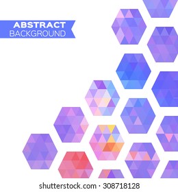 Abstract colorful geometric hexagon triangles background. Vector origami illustration for design