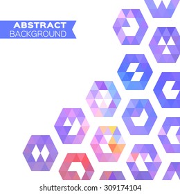 Abstract colorful geometric hexagon triangles background. Vector origami illustration for design