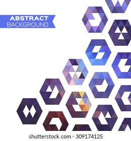 Abstract colorful geometric hexagon triangles background. Vector origami illustration for design
