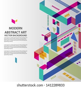 Abstract colorful geometric isometric art background, vector illustration