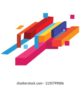 Abstract colorful geometric isometric background, can be used for wallpaper, template, poster, backdrop, book cover, brochure, leaflet, flyer, vector illustration