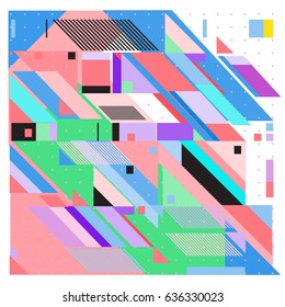 Abstract colorful geometric isometric background. can be used for wallpaper and fabric printed. Template for poster, backdrop, book cover, brochure, and vector illustration.